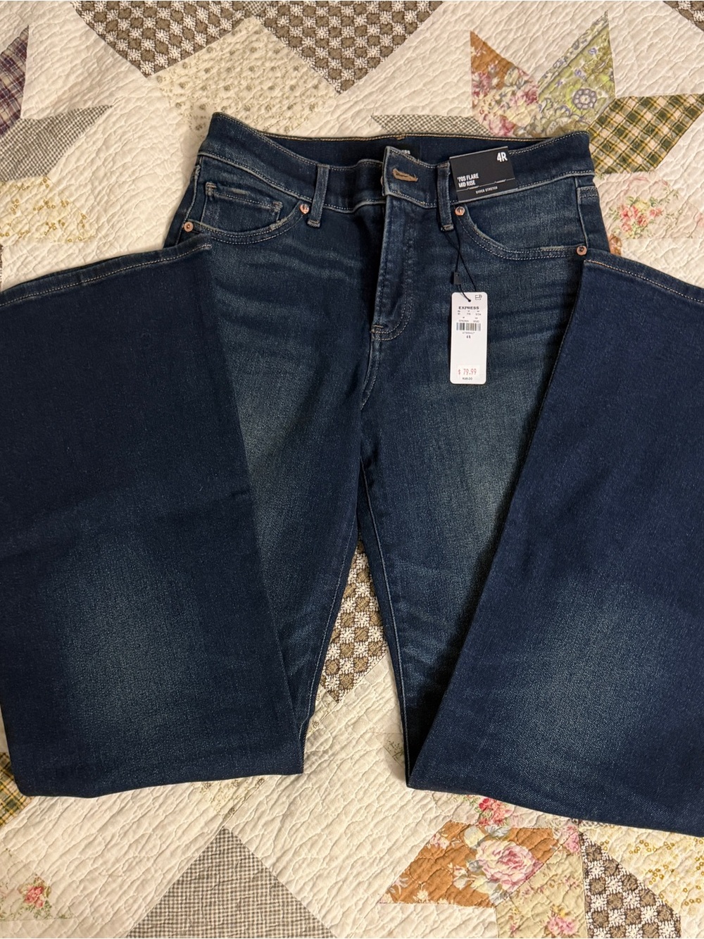 Express 70s Flare Mid Rise Hyper Stretch Jeans Size 4 Regular